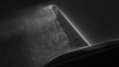 Simulated air-flow on a wing surface