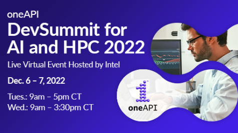 oneAPI DevSummit for AI and HPC 2022 Graphic with dates 
