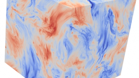 Structure of plasma density fluctuations in the 3D PIC turbulence simulation.