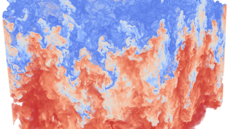 Fully compressible Rayleigh-Taylor simulation