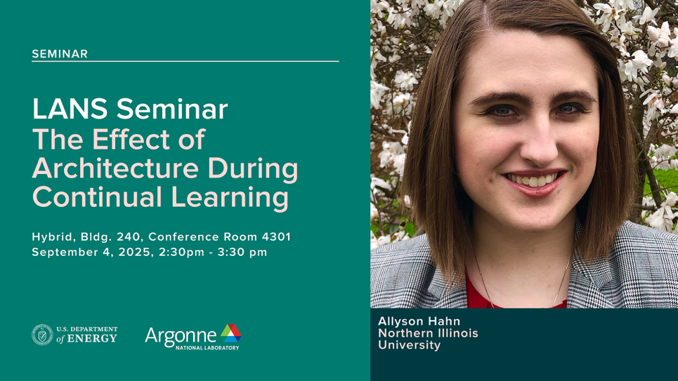 LANS Seminar Graphic featuring image of speaker, date, and title.