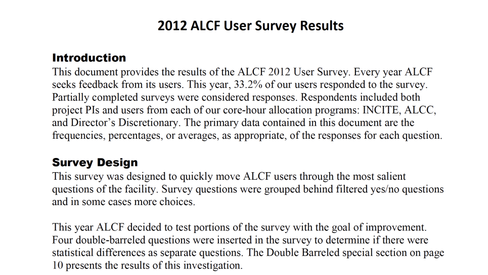 2012 User Survey
