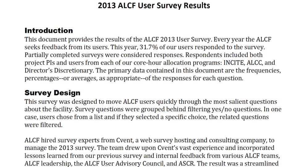 2013 User Survey