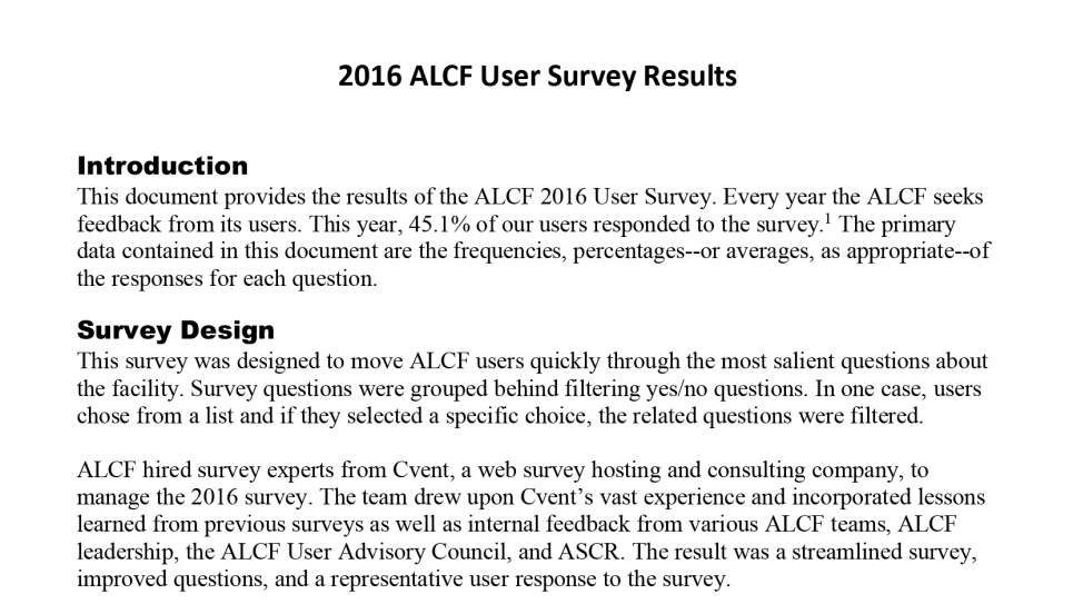 2016 User Survey