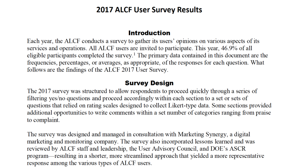 2017 User Survey