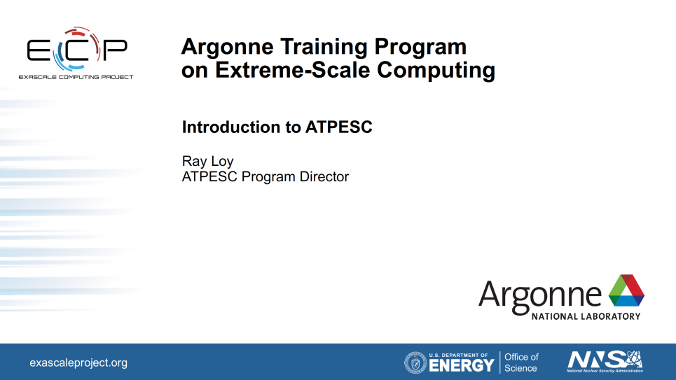 Introduction to ATPESC