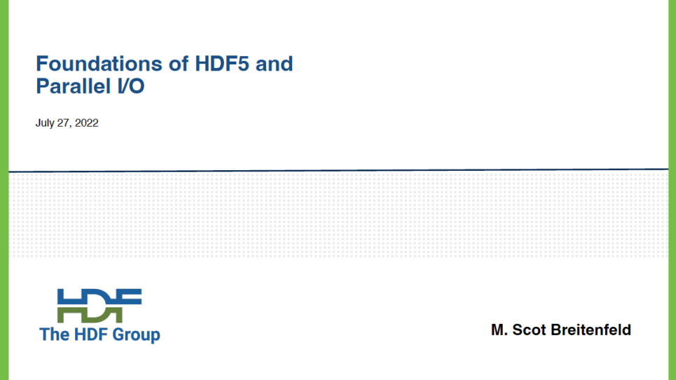 Introduction to HDF5 for HPC data models, analysis and performance