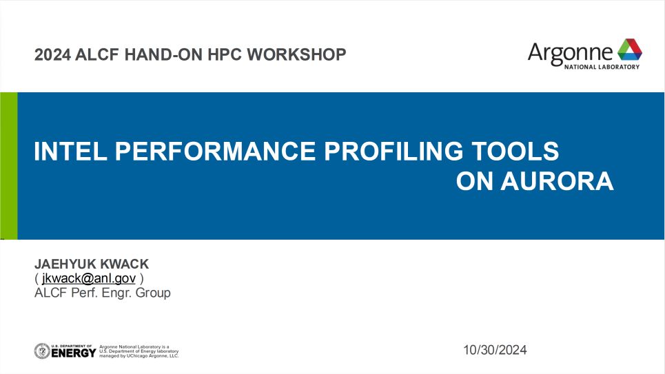 Intel Tools at ALCF Hands-on HPC Workshop 