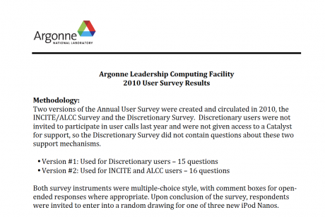 2010 ALCF User Survey