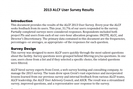 2013 User Survey