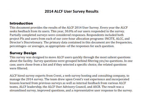 2014 User Survey
